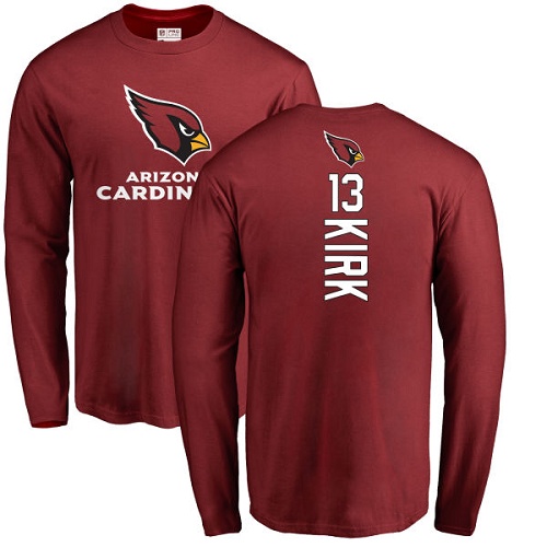 Arizona Cardinals Men Maroon Christian Kirk Backer NFL Football #13 Long Sleeve T Shirt